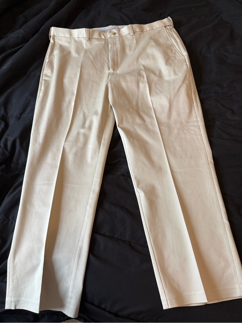 Haggar Cream Dress Pants — Classic Pleated Front